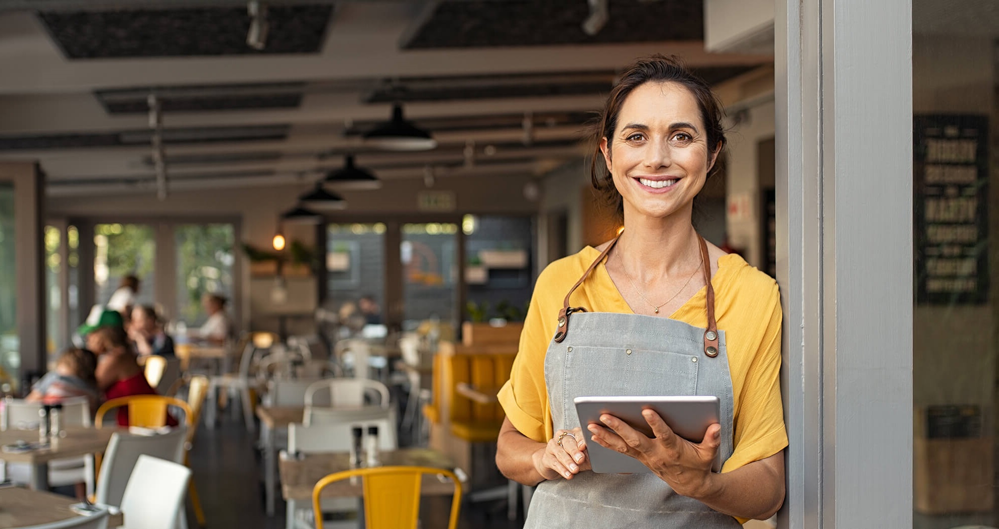 woman standing in restaurant