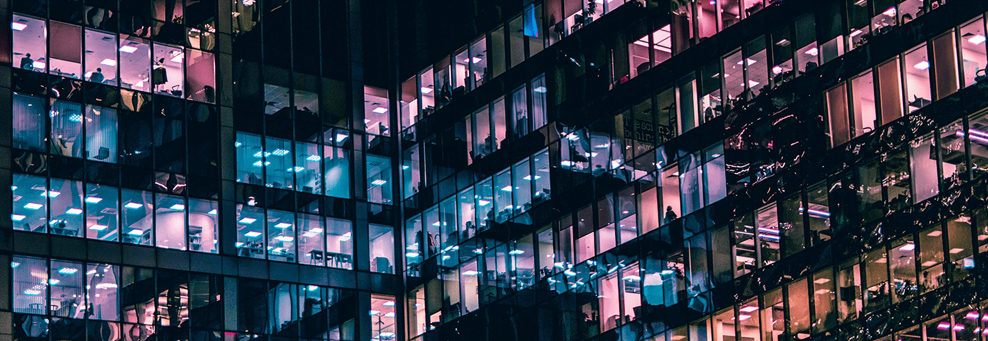 Building at night wth lights on