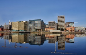 Dublin city buildings and river liffey