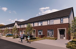 New build houses with paved driveways
