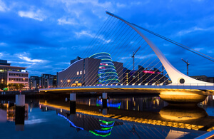 View of the Convention centre and Dublin Quay at night