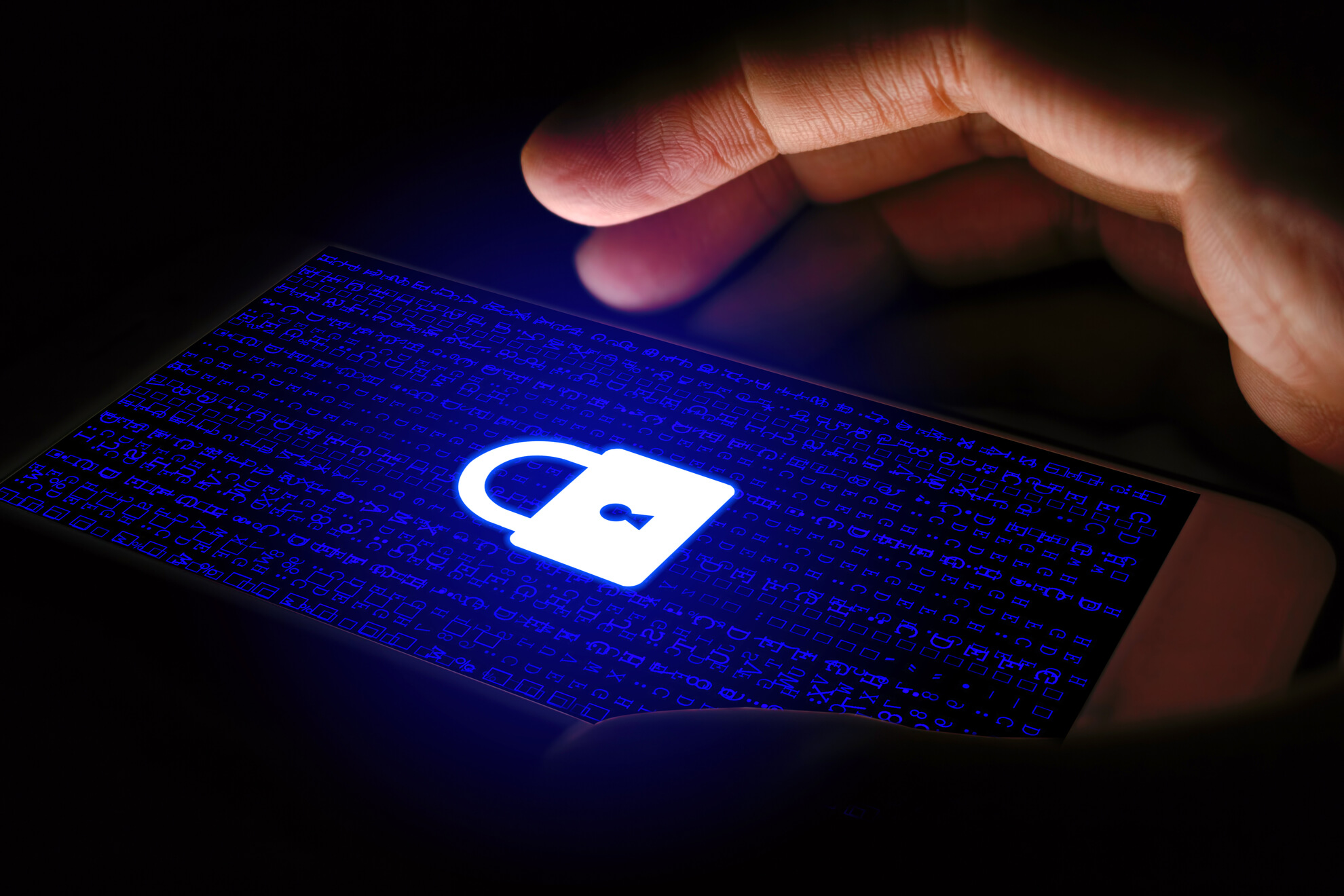 Security lock image on screen